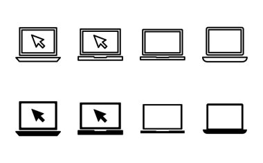 Dizüstü bilgisayar simgesi ayarlandı. bilgisayar simgesi vektörü