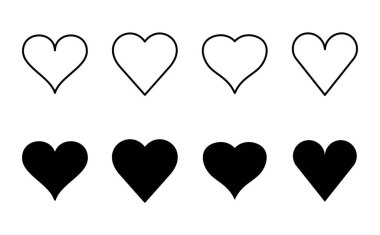Aşk ikonu seti. Kalp ikonu vektörü. Simge vektörü gibi.