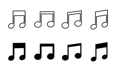 Müzik ikonu seti. Müzik simgesi vektörünü not et. ton simgesi