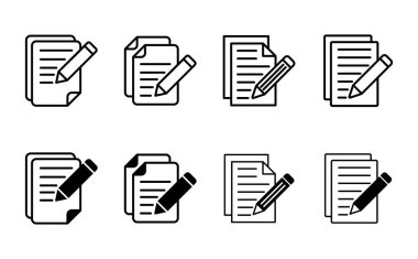 Not simgesi ayarlandı. Not defteri simgesi vektörü. Dosyayı düzenle. simge yaz