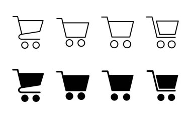Alışveriş ikonu seti. Alışveriş arabası ikonu. Trolley simge vektörü