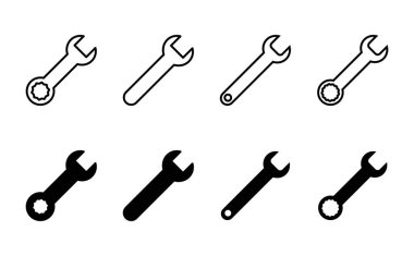 Anahtar simgesi seti. Simge vektörünü onar. araçlar simgesi vektörü