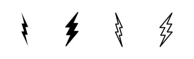 Şimşek simgesi ayarlandı. Elektrik ikon vektörü. Güç simgesi. enerji işareti