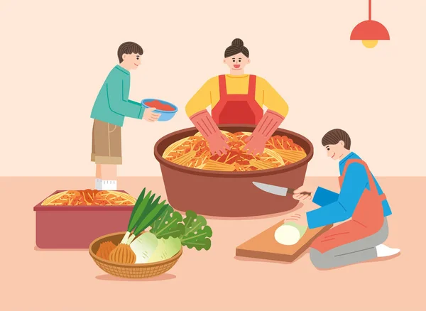 Kimchi Προετοιμασία Διανυσματική Απεικόνιση — Διανυσματικό Αρχείο
