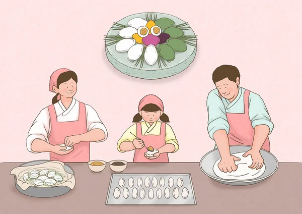 Παραδοσιακή Κορεατική Εικόνα Φορέων Έννοιας Τροφίμων — Διανυσματικό Αρχείο