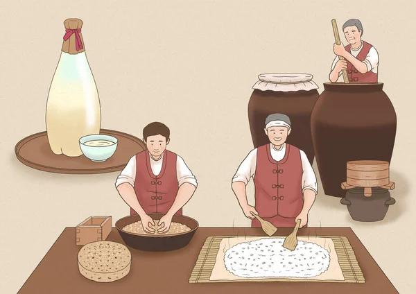 传统的韩国食品概念矢量图解 — 图库矢量图片