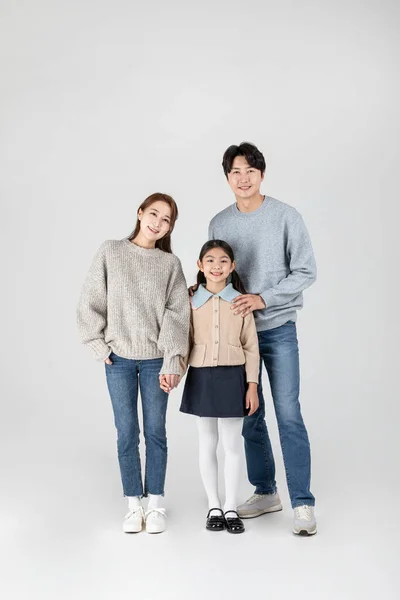 Feliz Asiático Coreano Família Pais Filha — Fotografia de Stock