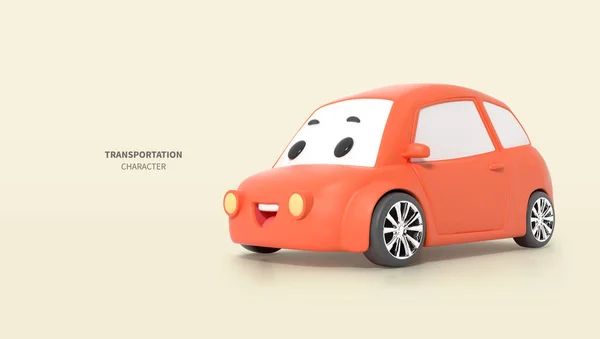 Cute Rendered Transport Car Character — Stock Photo, Image