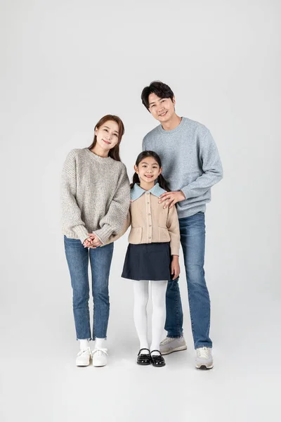 Šťastná Asijská Korejská Rodina Rodiče Dcera — Stock fotografie