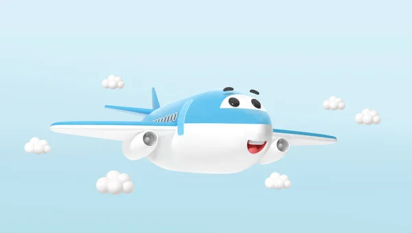 Cute Rendered Transport Airplane Character — Stock Photo, Image