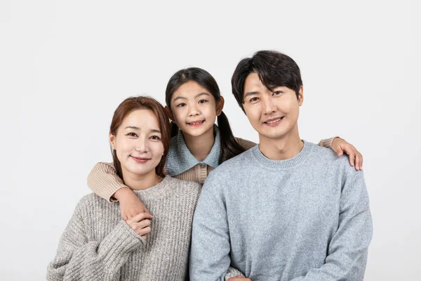 Heureux Asiatique Coréen Famille Parents Fille — Photo