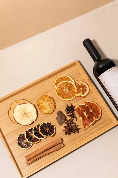 Minuman Natal Vin Chaud French Mulled Wine Ingredients Cinnamon Dry — Stok Foto