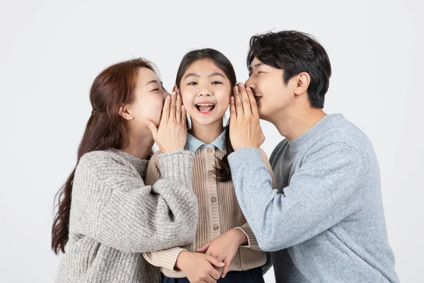Feliz Asiático Coreano Família Pais Filha — Fotografia de Stock