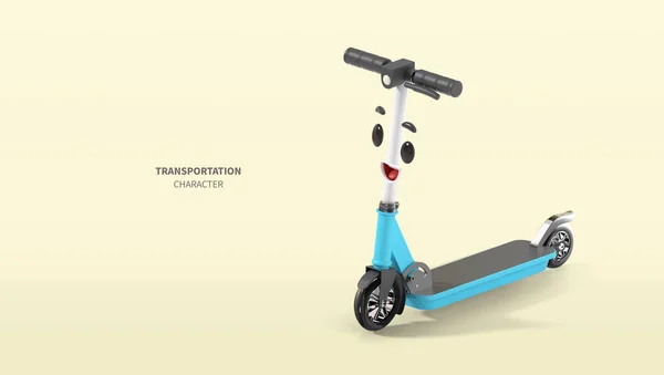 Cute Renderowane Transportu Skuter Elektryczny Charakter — Zdjęcie stockowe