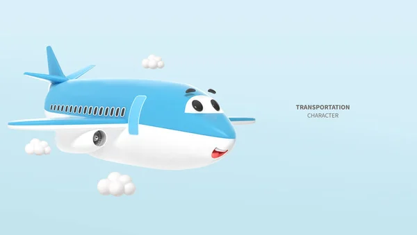 Bonito Renderizado Personagem Avião Transporte — Fotografia de Stock