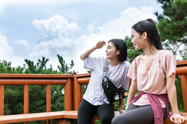Юные Корейские Женщины Путешествующие Вместе — стоковое фото