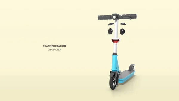 Schattig Gemaakt Vervoer Elektrische Scooter Karakter — Stockfoto