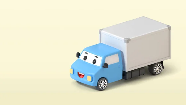 Cute Rendered Transport Truck Character — Stock Photo, Image