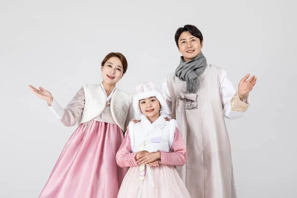 汉博克的韩国家庭 与世隔绝的白人背景 — 图库照片