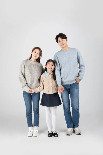 Šťastná Asijská Korejská Rodina Rodiče Dcera — Stock fotografie