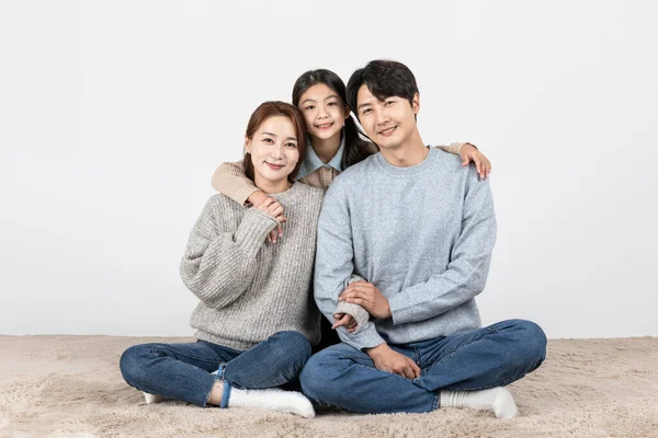 Felice Famiglia Coreana Asiatica Genitori Figlia — Foto Stock