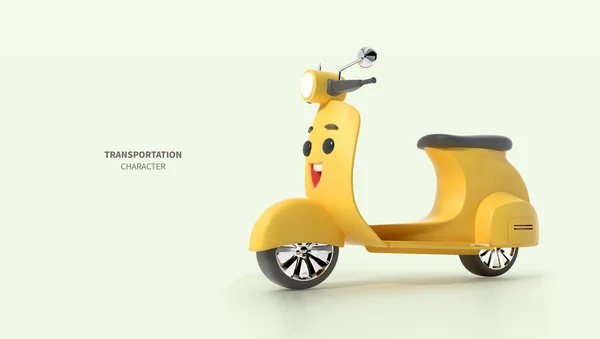 Cute Rendered Transport Scooter Character — Stock Photo, Image
