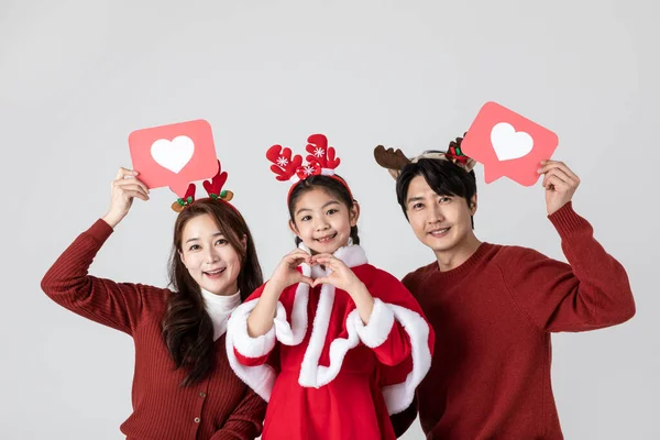 Šťastný Asijské Korejština Rodina Vánoční Koncept — Stock fotografie