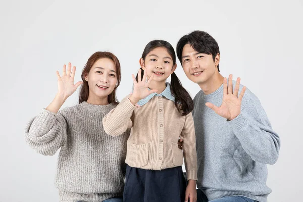 Happy Asian Korean Family Parents Daughter — Stock Photo, Image