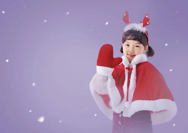 Menina Coreana Asiática Conceito Natal — Fotografia de Stock
