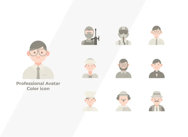 Profesionální Avatar Barevné Ikony Nastavit Vektorové Ilustrace — Stockový vektor