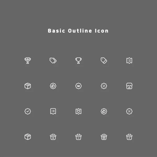 Icônes Contour Base Set Illustration Vectorielle — Image vectorielle