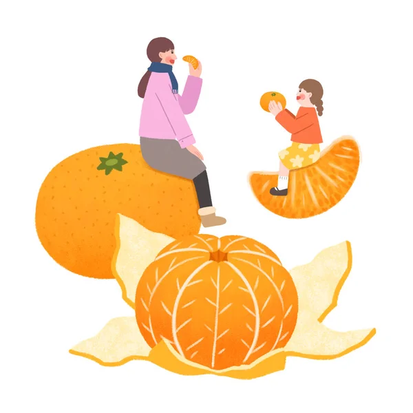 Mandarines Mûres Illustration Vectorielle — Image vectorielle