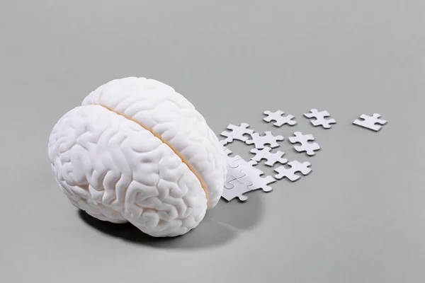 Série Demência Saúde Cérebro Miniatura Cérebro Quebra Cabeça Dispersão — Fotografia de Stock