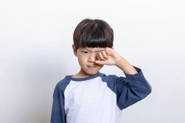 Asian Korean Child Rubbing His Eyes — Stock Photo, Image