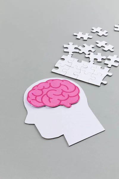 Saúde Cerebral Séries Demência Perfil Quebra Cabeça Dispersão — Fotografia de Stock