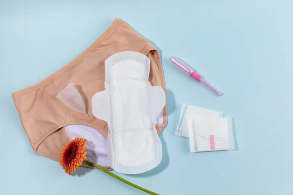 Produk Menstruasi Perempuan Pakaian Dalam Menstruasi Dan Perlengkapan Haid — Stok Foto