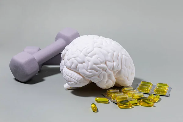 Série Demência Saúde Cerebral Miniatura Cerebral Ómega Halteres — Fotografia de Stock
