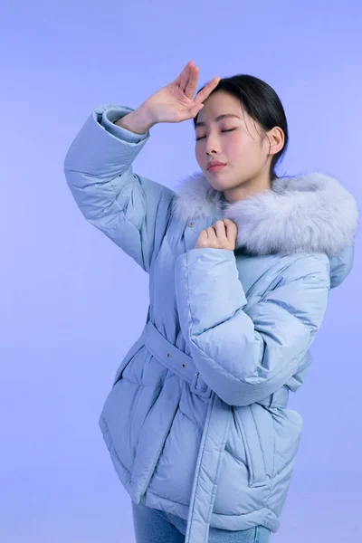 Gyönyörű Fiatal Koreai Portré Stúdió Fotó Téli Bőr Szépség Kozmetikai — Stock Fotó