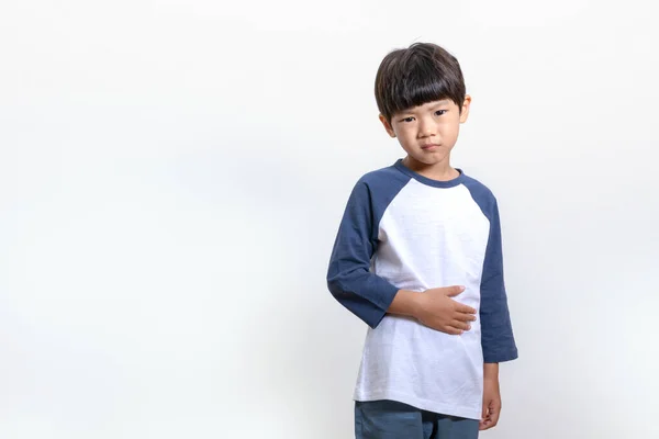 Asiático Coreano Niño Sufriendo Dolor Estómago — Foto de Stock