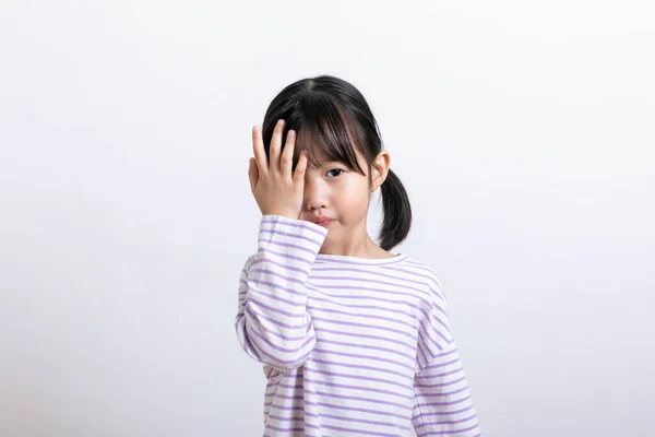 Asian Korean Child Feeling Pain Eyes — Stock Photo, Image