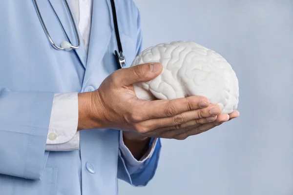 Série Demência Saúde Cerebral Médico Com Uma Miniatura Cerebral — Fotografia de Stock