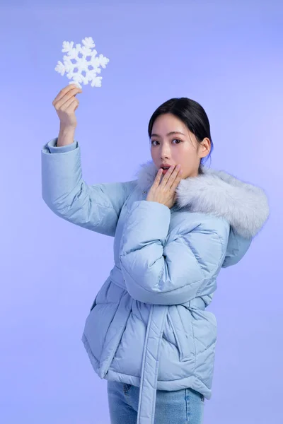 Koreli Genç Bir Asyalı Kadın Portresi Kışın Cilt Güzelliği Kozmetik — Stok fotoğraf