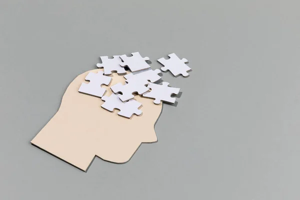 Brain Health Dementia Series Profile Scattering Puzzle — Stock Photo, Image