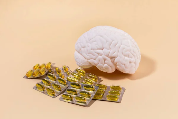 Kesehatan Otak Dan Deret Demensia Miniatur Otak Dan Omega — Stok Foto