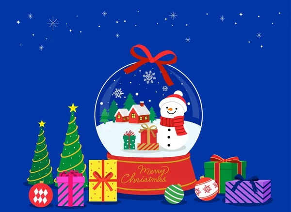 圣诞物品绘画 雪球和礼物 — 图库矢量图片