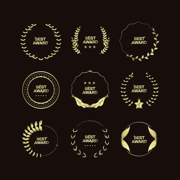 Etiqueta Oro Marco Amblem Conjunto Para Premios Festivales Ceremonia Ilustración — Vector de stock