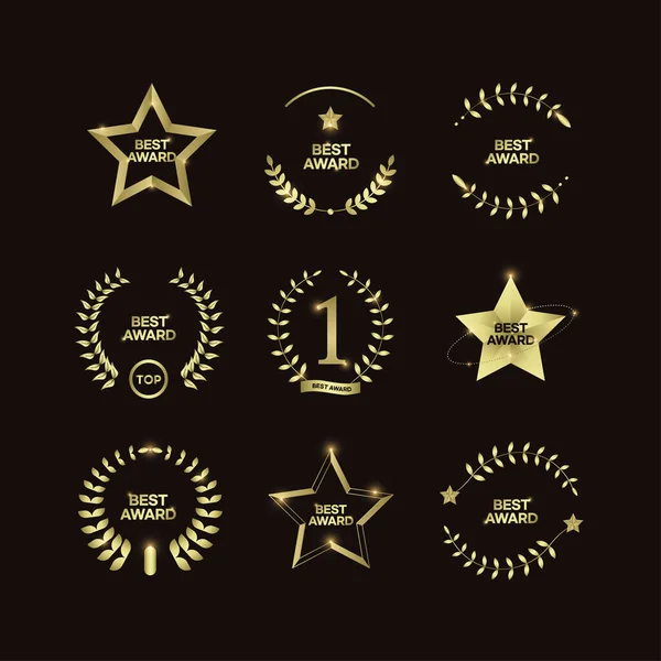 Etiqueta Ouro Moldura Amblem Definido Para Prêmios Festivais Cerimônia Ilustração —  Vetores de Stock