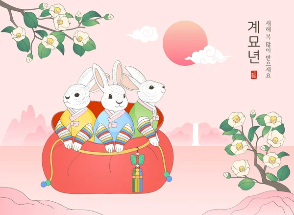 Rabbit Character Drawing Year 2023 Suitable Calendar Vector Illustration — Stock Vector