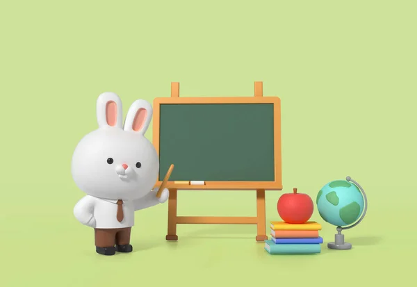 Rendered Cute Rabbit Character Education — Stock Photo, Image