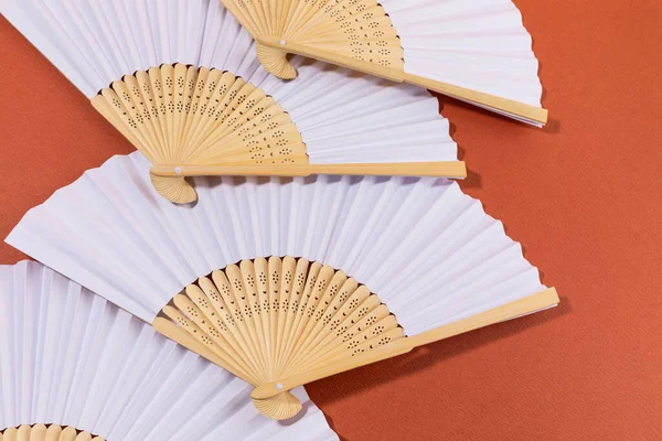 Collection Korean Traditional Objects Oriental Hand Fans — Stock Photo, Image
